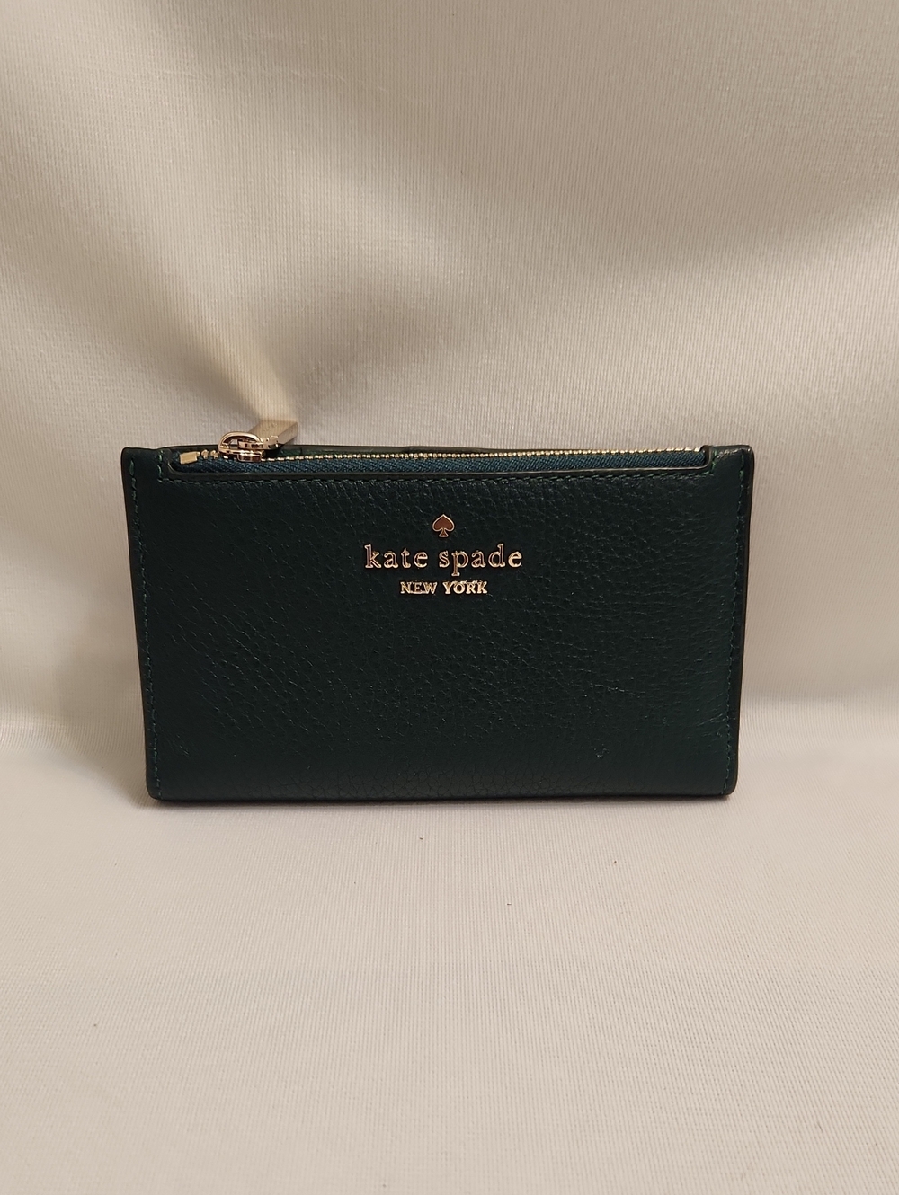 Kate Spade New York Dark Green Leather Zip Wallet